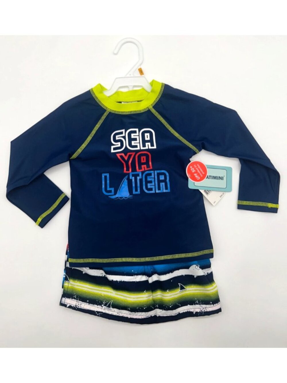 Floatimini Boys 3T Swim Trunks and Rash Guard
